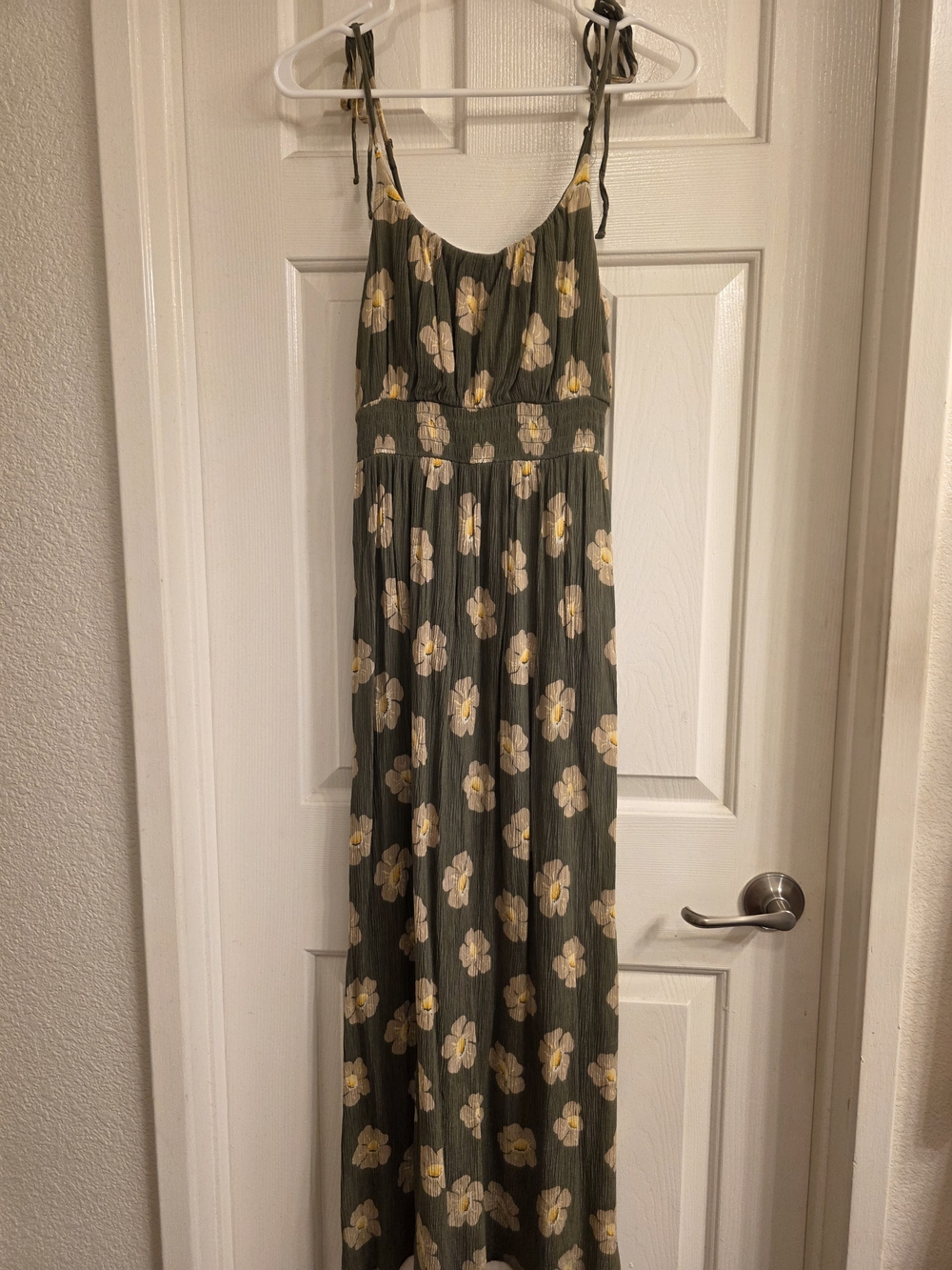 SO Olive Green Floral Maxi Dress with Yellow Accents